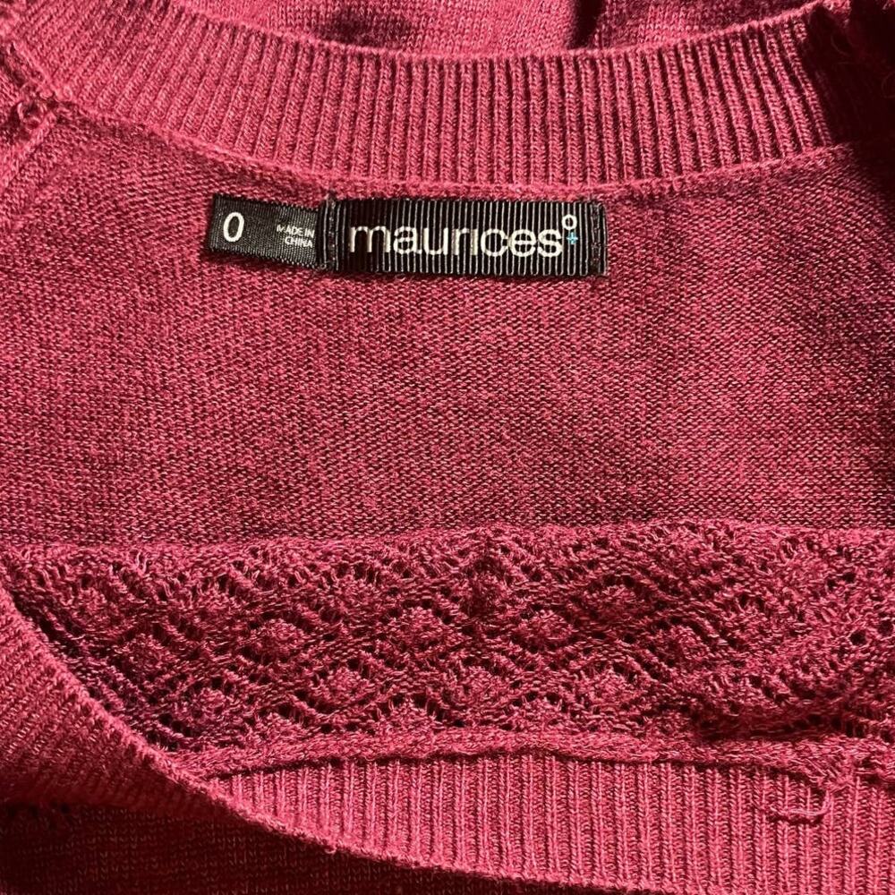 Maurices Women's Maroon 3/4 Sleeve Lightweight Knit Sweater | Plus Size 0 (14W) - Picture 8 of 9